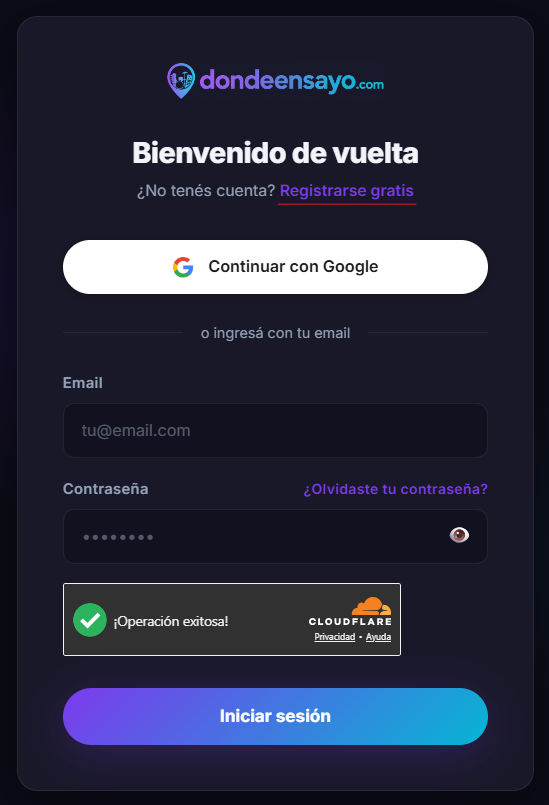 Pantalla de registro — opciones Google + email y selector de tipo de cuenta